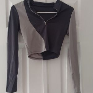 Grey Long Sleeve Crop Top